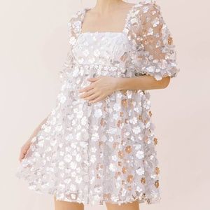 Silver Metallic 3D Baby Doll Dress